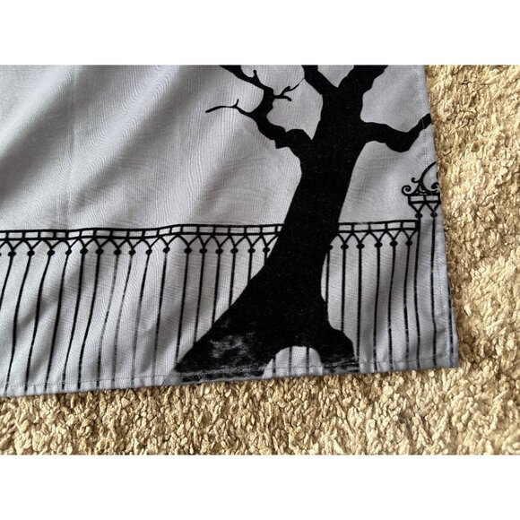 Spooky Haunted Tree Tablecloth 60"x104" Gray Black Gothic Fence Design Halloween - Picture 5 of 11